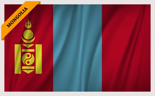 Государственный флаг Монголии - размахивающая редакция — стоковый вектор