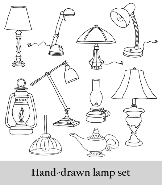 Hand-drawn lamp set — Stock Vector