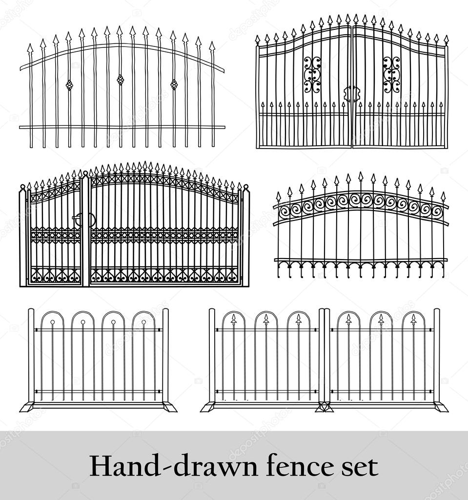 Hand drawn fence set