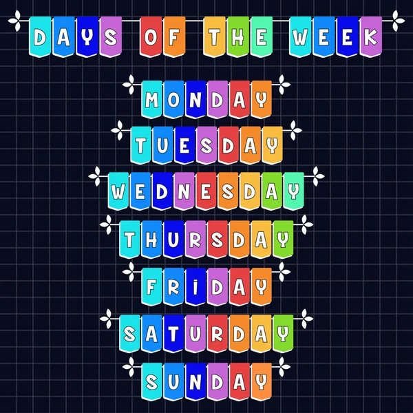 Dny v týdnu - šablony kreslené — Stockový vektor