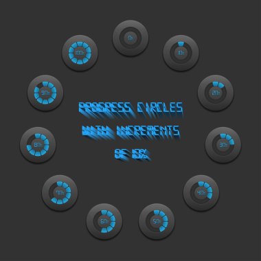 İlerleme daireler çubuğu artışlarla %10 - mavi Edition