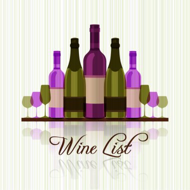 Wine list with green and red wines clipart
