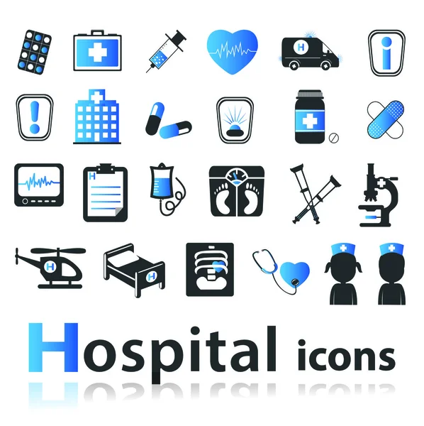 Conjunto de iconos del hospital - azul — Vector de stock