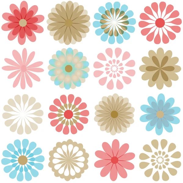 Fleurs multiples - différentes couleurs — Image vectorielle