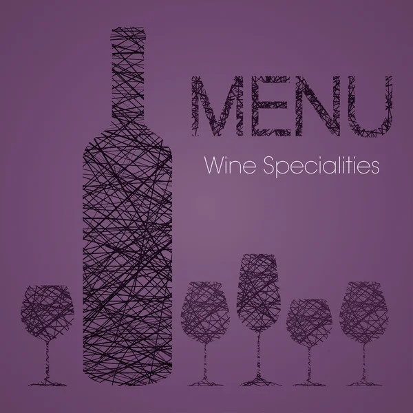 와인 요리-초판 와인 메뉴 — 스톡 벡터
