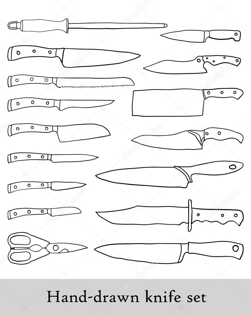 Hand-drawn knife set