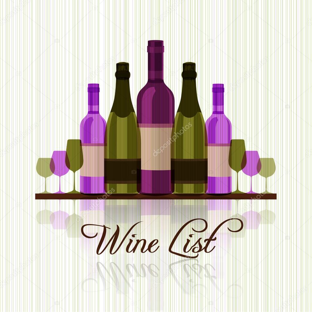Wine list with green and red wines