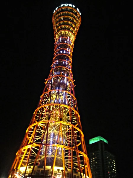 Kobe Port torre vista notturna — Foto Stock