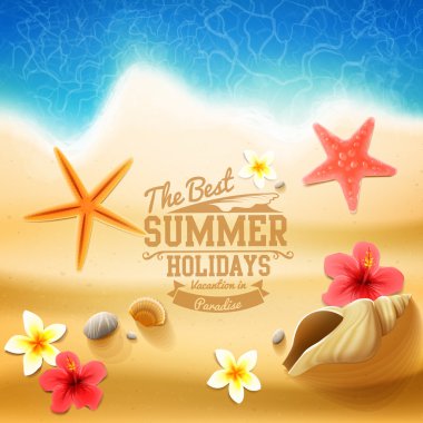 Colorful card of summer holiday vacation clipart