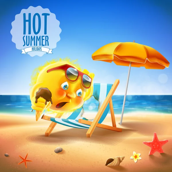Tarjeta de verano caliente — Vector de stock