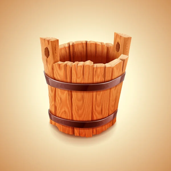 Seau en bois vintage marron — Image vectorielle