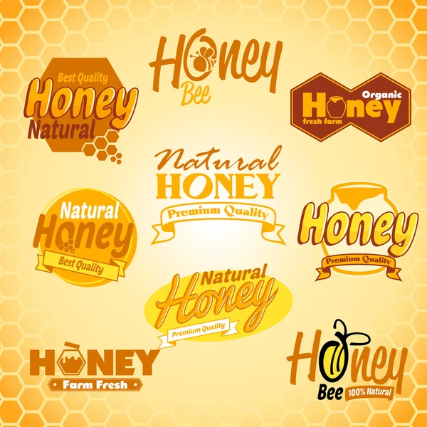 Set of honey labels — Stock Vector