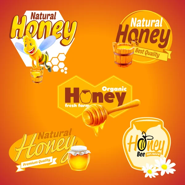 Honey labels  illustration — Stock Vector