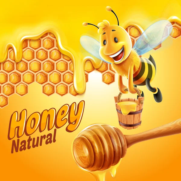 Naturlig honung bee synn — Stock vektor