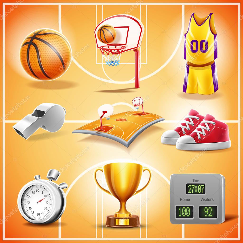 Basketball equipment set Stock Vector by ©mollicart 109089440