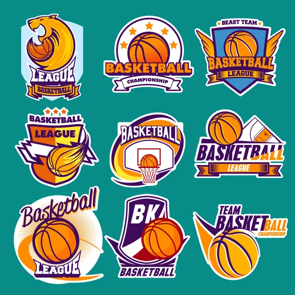 Баскетбол логотипи набір — стоковий вектор