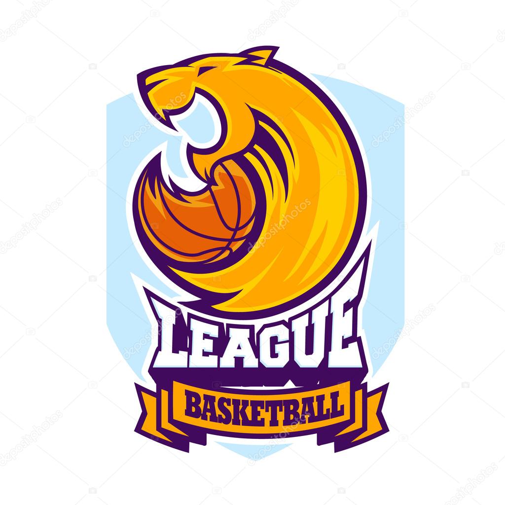 Sport label with panther, vector illustration
