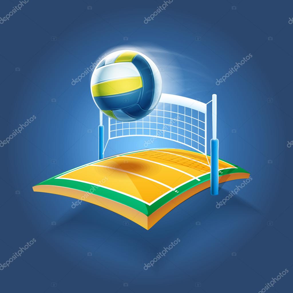 Volleyball field and ball Stock Vector by ©mollicart 109832014