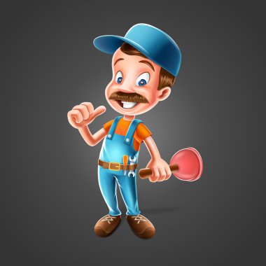 Bıyıklı erkek profesyonel tesisatçı 