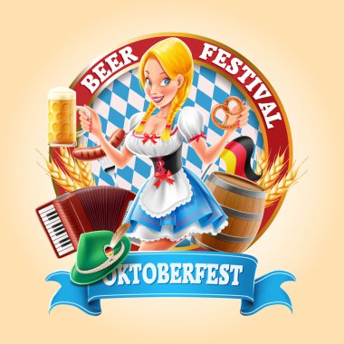 Oktoberfest afiş ile kız