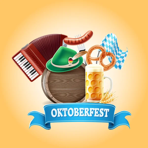 Oktoberfest-Banner mit Bier — Stockvektor