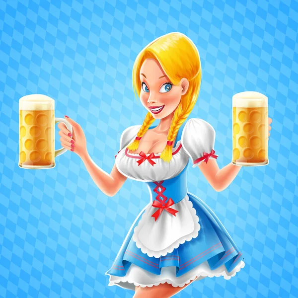 Bière oktoberfest avec fille — Image vectorielle