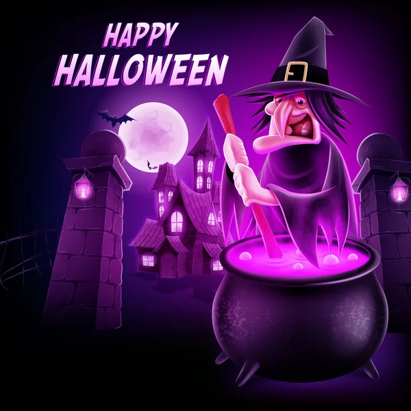 Banner de bruja para Halloween — Vector de stock