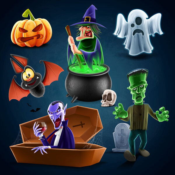 halloween characters set