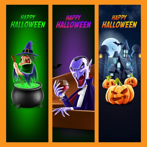 Set Halloween posters — Stockvector