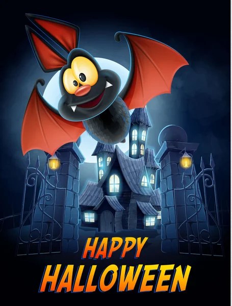 Halloween-Plakat mit Fledermaus — Stockvektor