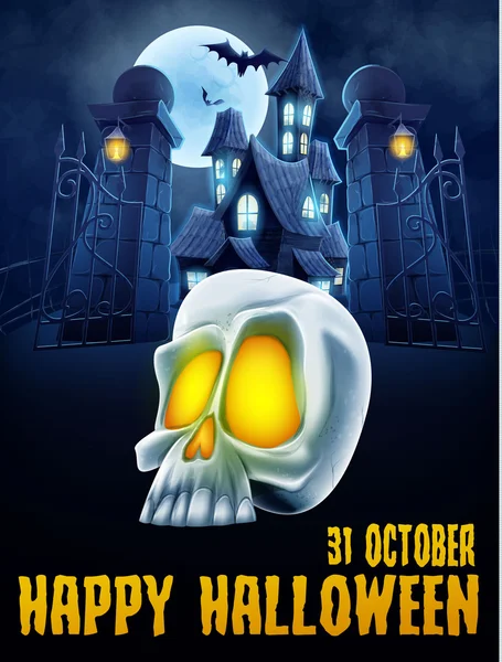 Halloween cartaz com crânio — Vetor de Stock