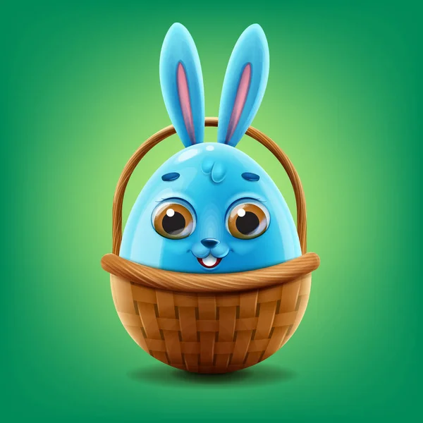 Buona Pasqua Divertente Personaggio Coniglietto Nel Cestino Illustrazione Vettoriale Vostro — Vettoriale Stock