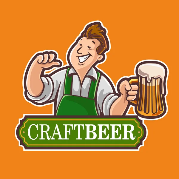 Homem Segurando Cerveja Vetor Vidro Ilustração — Vetor de Stock