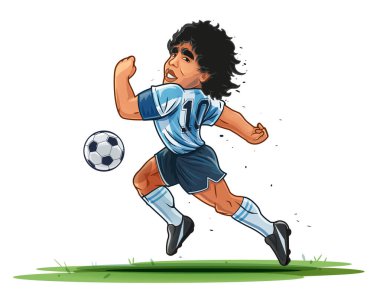 Futbol topuyla spor üniformalı bir adamın vektör çizimi