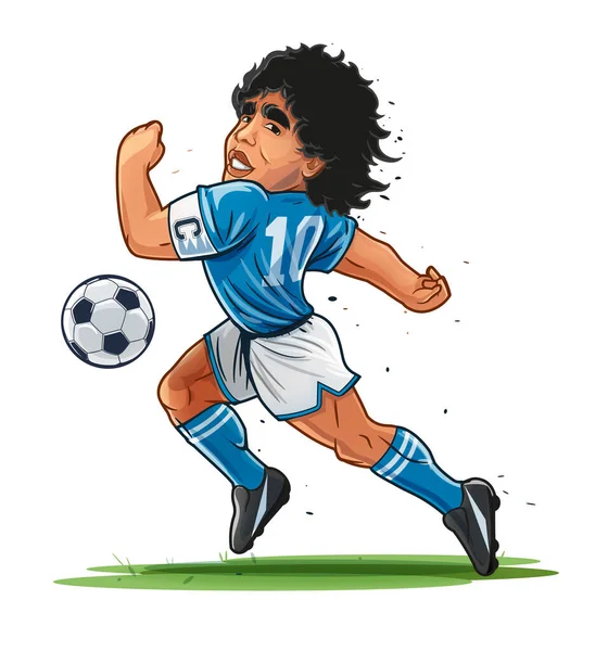 Vector Ilustración Hombre Uniforme Deportivo Con Una Pelota Fútbol — Vector de stock