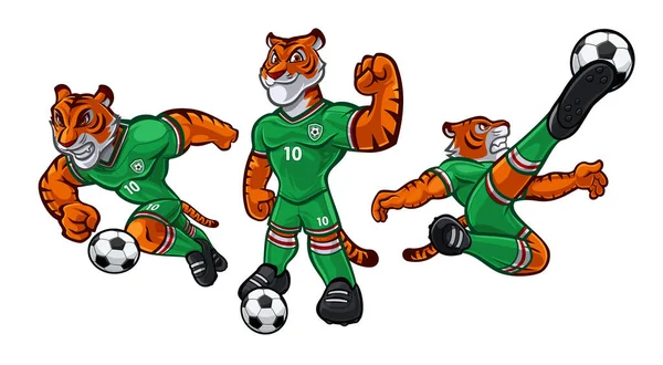 Conjunto Tigres Dibujos Animados Para Equipo Fútbol — Archivo Imágenes Vectoriales