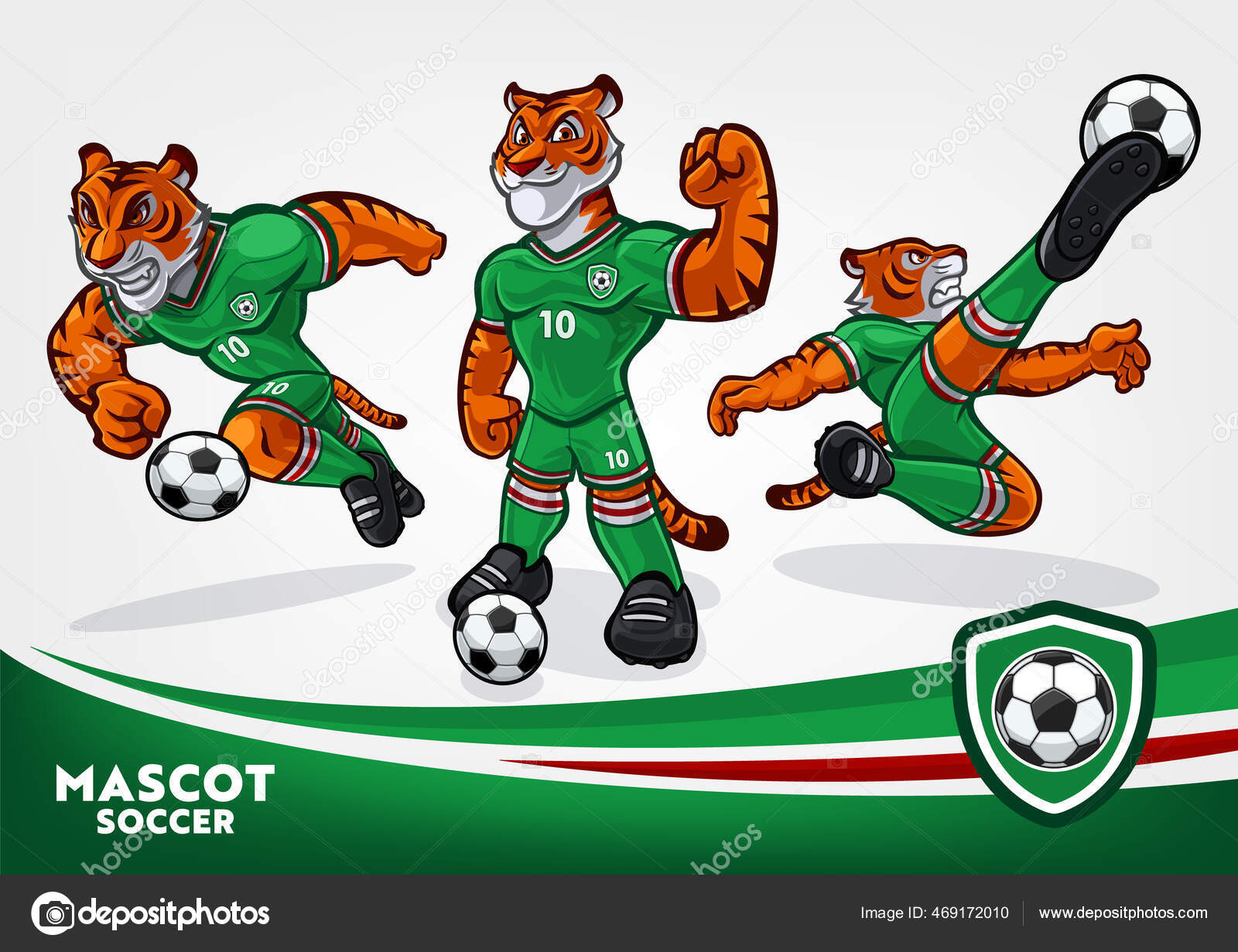 Set Cartoon Tigers Soccer Team Stock Vector by ©mollicart 469172010