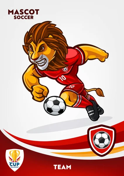 Mascota León Para Equipo Fútbol — Vector de stock