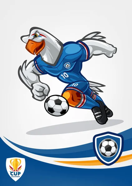 Aquila Mascotte Calcio Giocatore Sopraelevato Calcio — Vettoriale Stock