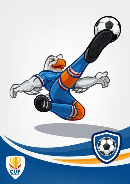 Mascotte Aigle Footballeur Coup Pied Tête — Image vectorielle