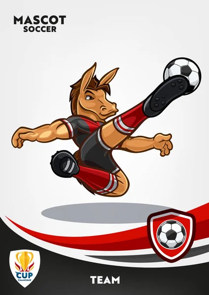 Mascotte Dessin Animé Cheval Pour Équipe Football — Image vectorielle