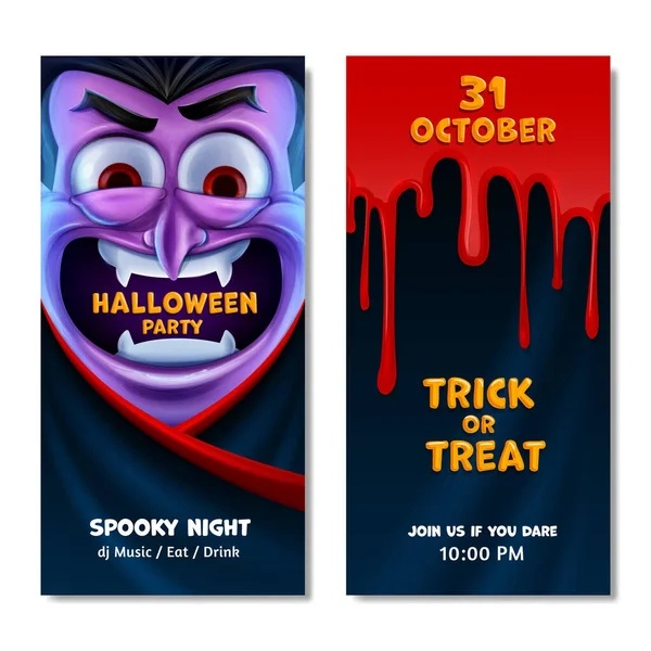 Halloween Party Invitation Banner Vector Illustration — Stock Vector