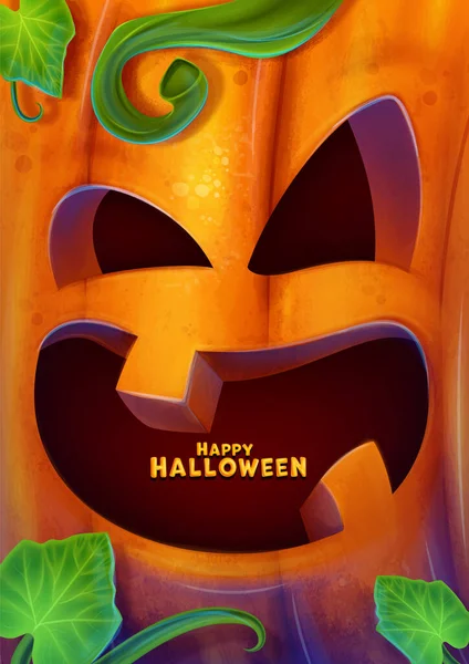 Citrouille Effrayante Pour Halloween Bannière Invitation Fête Halloween Illustration Vectorielle — Image vectorielle
