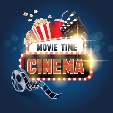 sign for movie time background clipart