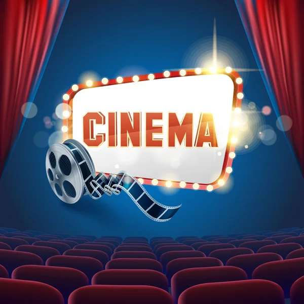 Cinéma enseigne lumière — Image vectorielle