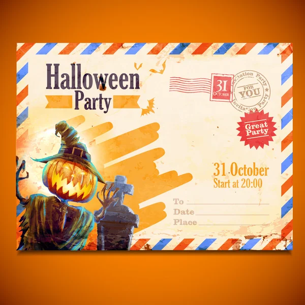 Cartão postal de Halloween —  Vetores de Stock