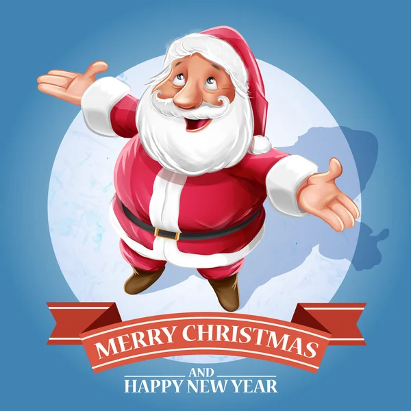 Kerstkaart met Santa Claus — Stockvector