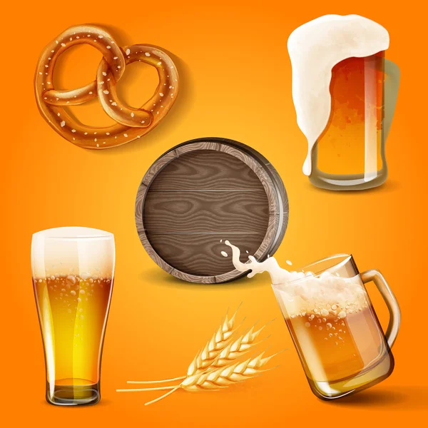 Menú de iconos de la cerveza — Vector de stock