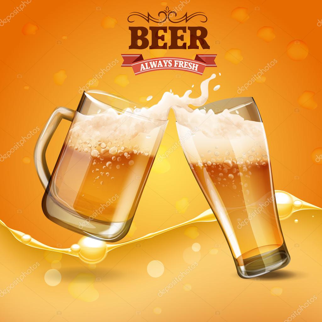 Beer cold glasses vector illustration