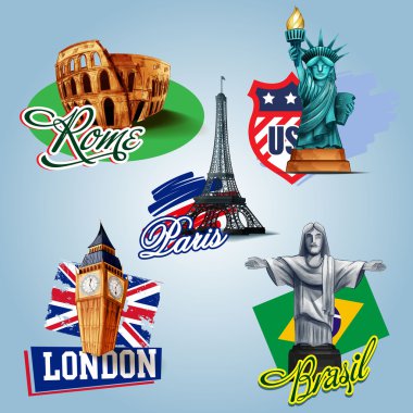Seyahat Yerler Icons set